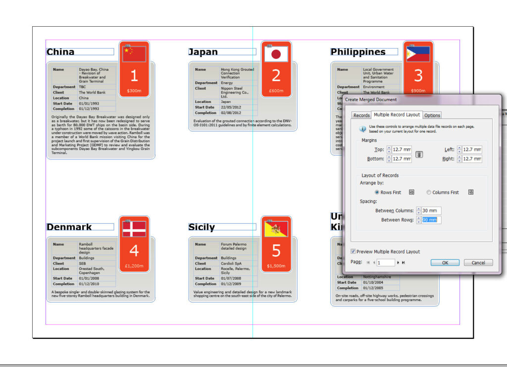 Grid placement for data merge in InDesign CS6