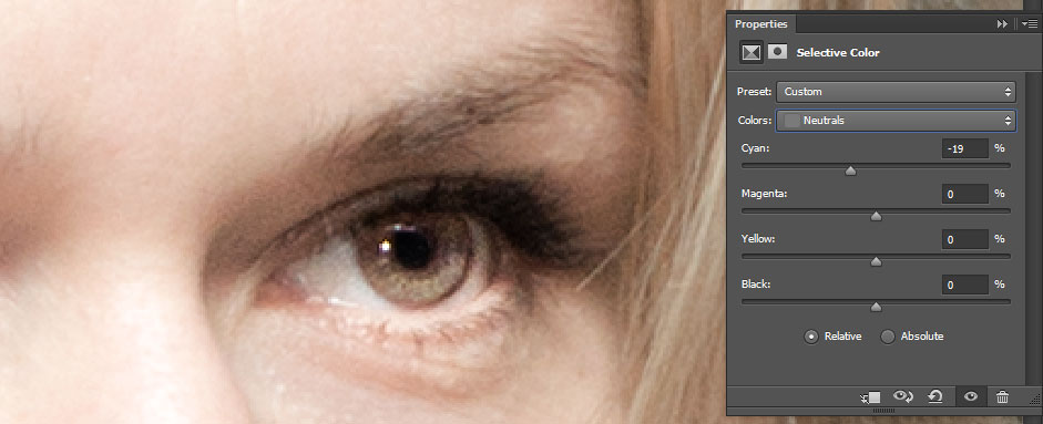Change eye color in photoshop CC (also in CS6) - brown eyes